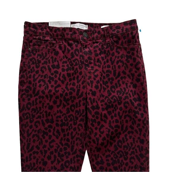 Sanctuary Ankle Jeans Red Black Cheetah Print Stretch Skinny Ankle Pants Size 8 - Picture 4 of 12